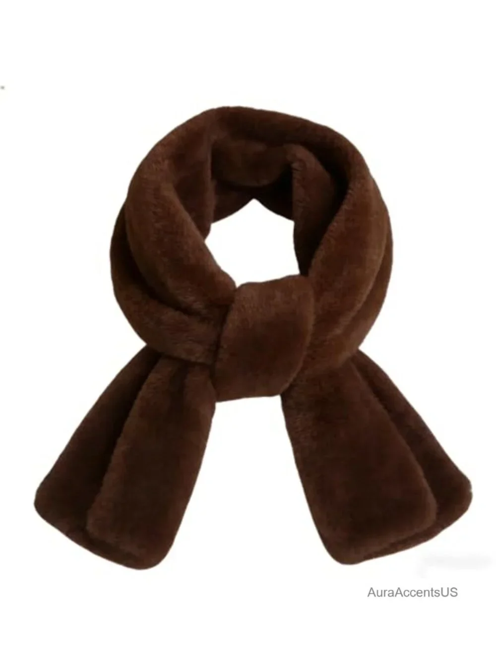 Faux-Fur Pull Through Scarf with Hidden Zipper Pocket, Cozy Winter Wrap